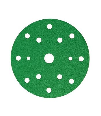 53017 Sunmight Шлифовальный круг FILM 150мм на липучке, 15 отв, зелёный, Р 500