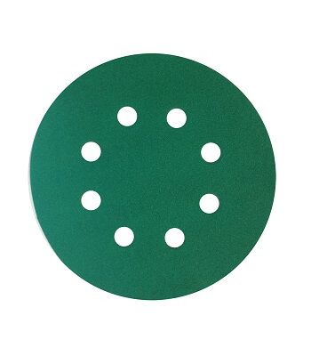 53218 Sunmight Шлифовальный круг FILM 125мм на липучке, 8 отв., зелёный, P600