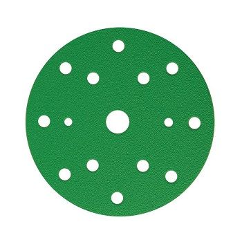 53009 Sunmight Шлифовальный круг FILM 150мм на липучке, 15 отв, зелёный, P 150