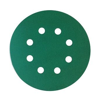 53216 Sunmight Шлифовальный круг FILM 125мм на липучке, 8 отв., зелёный, P400